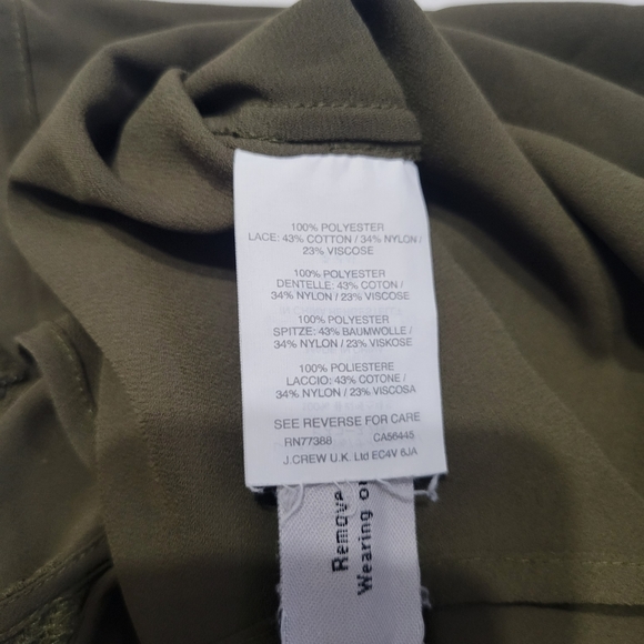 J.Crew Women’s Army green Sleeveless Lace Top Sz0 - Picture 7 of 7